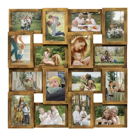 J.M.Deco Collage Picture Frames for Wall 16 Opening, Large Photo Frame Collage Wall Hanging for 4x6 Photo, Reunion Friends Family Memory - Retro Gold