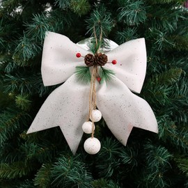 AWOCAN Red Christmas Bows Decorations,Large Christmas Tree Topper Bow, Xmas Decorative Bows for Wreaths Outdoor, Gift Wrapping, Tree Topper, Outside (WHITE)