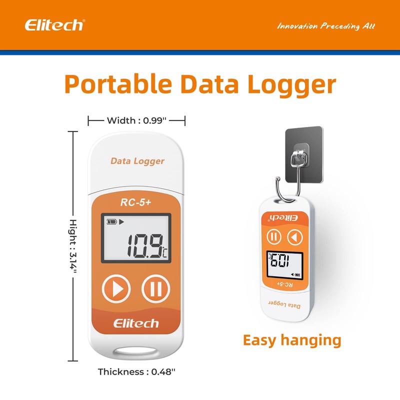 Elitech RC-5+ USB Integrated LCD Display, 32000 Points, Simple Analyzable