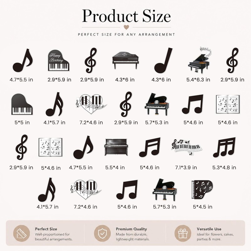26PCS Piano Music Party Centerpiece Sticks Musical Note Table Toppers