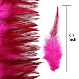 Feathers for Crafting,240pcs 5-7inch Hot Pink Craft Rooster Feathers,Saddle Hackle Feather,Bulk Feathers for Wedding Home Party,Dream Catcher Supplies and DIY Crafts