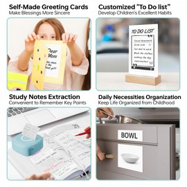 Mini Printer Sticker Thermal Printer with 3 Rolls Paper, Bluetooth Portable Phone Print Pods,Study Sticker Maker for Pictures, Photos, Journals, DIY, Compatible with Phone & Tablet