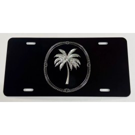 Diamond Etched Products SC Carolina Palm Tree Car Tag Diamond Etched Vanity Front Metal License Plate
