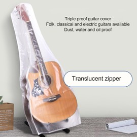 Guitar Dust Cover, Water Resistant Transparent Guitar Shell Case Dust Cover Fits Acoustic Guitar, Electric Guitar and Bass Guitars, Matte Frosted PVC, Elegant, #911, Guitar Dust Cover