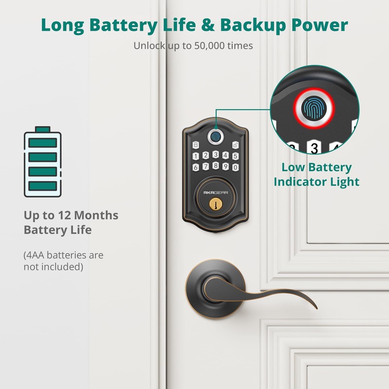 AkaGear DS10 Keyless Entry Door Lock with 2 Lever Handle,