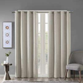 Sun Smart Maya Blackout Curtain Patio Single Window, Textured Heatherd Print, Grommet Top Living Room Decor Thermal Insulated Light Blocking Drape for Bedroom and Apartments, 50x84, Taupe