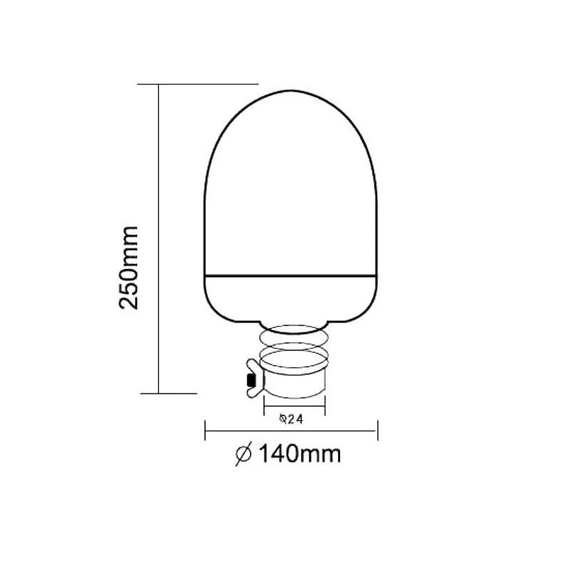 Generic Rotating Flashing Amber Beacon Flexible DIN Pole Mount Tractor