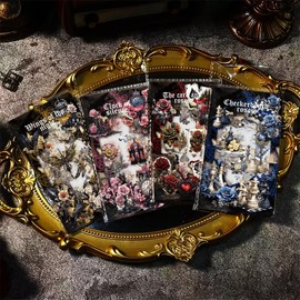 Scrapbook Sticker Set Gothic Vintage Scrapbook Accessories Stickers, Butterfly Flower Frame Sticker Decoration for Scrapbooking, Bullet Journaling, Photo Albums, Laptop DIY