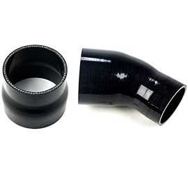 System1 Designs Silicone Coupler Kit (2 Pack), 4" to 3" Inch Reducer Coupler & 4" to 3" Inch Elbow 45 Degree Coupler 3 Layers of Polyester Reinforcement Intercooler Hose Intake Piping