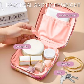 ADQWIOVL Travel Makeup Bag, Cute Cosmetic Bag Toiletry Bag for Women, Mini Make Up Pouches, Purse Cosmetic Organizer Pink Watercolor Flowers