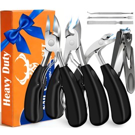 MPKDZNE Heavy Duty Toenail Clippers for Thick Nails, 7-in-1 Pedicure Kit with Catcher for Seniors & Men, Professional Wide Jaw Ingrown Toe Nail Clipper Set, Podiatrist Tool