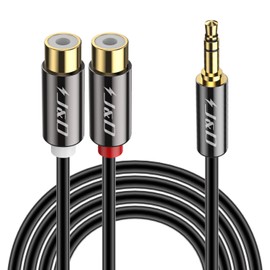 J&D RCA to 3.5mm Cable, 1/8 inch 3.5mm Auxiliary Male to 2RCA Female Stereo Audio Cord Gold Plated Aux Y Splitter for Smartphone, Tablet, MP3, Computer, Speaker, 1 Feet
