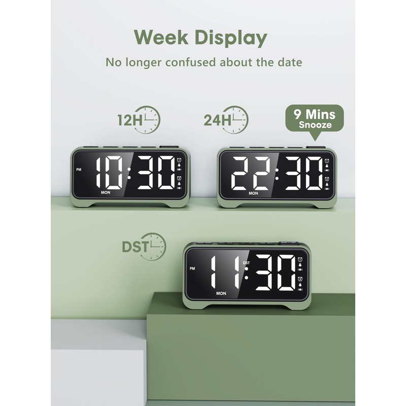 ROCAM Loud Alarm Clock for Heavy Sleepers with Bed Shaker,