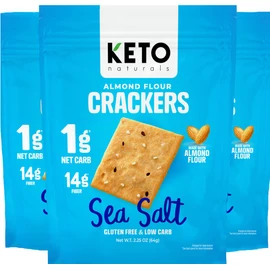 Keto low carb crackers (Sea Salt) Keto friendly zero carb no sugar added gluten free (3 Packs) almond flour crackers absolutely gluten free healthy snacks for adults and kids paleo friendly
