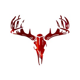 Deer Skull Sticker Vinyl Decal Notebook Car Window Laptop 5" x 4.25" (Red Holographic)