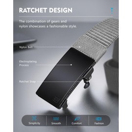 FAIRWIN Men's Ratchet Web Belt,1.25 inch Nylon Automatic Buckle,No Holes Invisible Belts for Men Jeans Pants