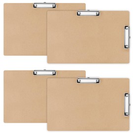 Henoyso 11x17 Clipboard Wooden Lap Board with Low Profile Clip Brown Double Landscape Clip Hardboard Drawing Board Landscape Horizontal Large Clipboard for Desk Paper Sketching Art Supplies(4 Pcs)