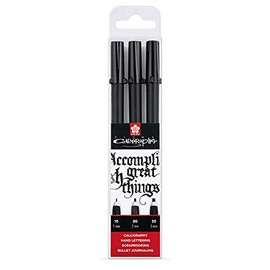 Sakura PIGMA Calligrapher Calligraphy Fineliner Set (3 Pens, Black)
