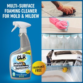 CLR Mold & Mildew Clear, Bleach-Free Stain Remover Spray Works on Fabric, Wood, Fiberglass, Concrete, Brick, Glass, and More - EPA Safer Choice, 32 Fl Oz (Pack of 2)