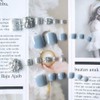 Carufin Pack of 24 Crystal Square Shiny False Nails Press