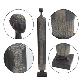 Guichifun African Statue Sculpture Collectible Figurine - Traditional Tribal Lady Figurine Home Decor Abstract African Art Statue Decor for Shelves Decorative Black Women Statue 1.5 x 2 x 13 Inch