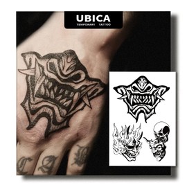 UBICA Tattoo,Semi-permanent Tattoos,2 Sheets Fake Tattoo,Realistic Tattoos Non-Reflective,Waterproof For 1-2 Weeks,The Ghost Mask 4.7x6.8in