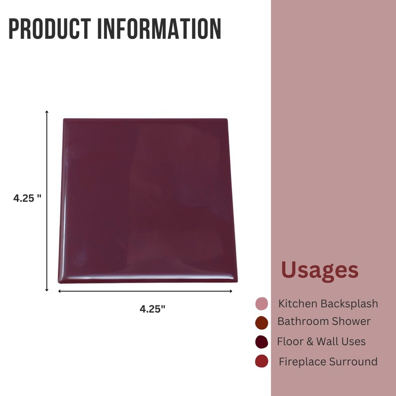 Tenedos Daltile Glossy 4.25 inch x 4.25 inch Plum Ceramic