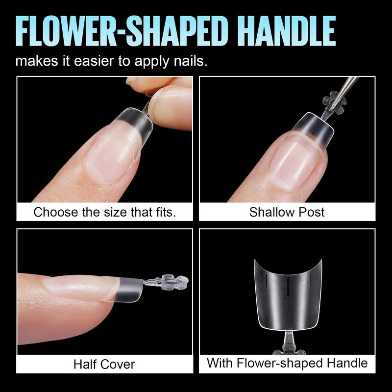 TOMICCA 240 Pieces False Nail Tips, Short Square Round Acrylic