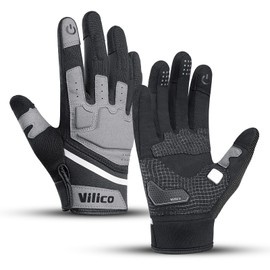 Vilico Summer Motorcycle Gloves, Touchscreen Gloves for Cycling & Outdoor Sports, Breathable Protection Gloves for Motorcycling, Cycling and Training, Grey, Size M