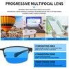 JOLLYNOVA Photochromic Progressive Reading Glasses Men,Half Rim TR90 Temples Blue