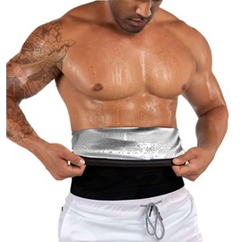 BODYSUNER Waist Trainer Trimmer Sweat Belt Band for Men Lower Belly Fat Sauna Slimming Belt Suit Workout, Sliver, 2XL3XL