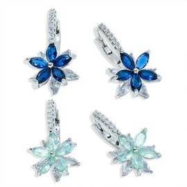 YSJCHEBS 2 Pairs of Flower Earrings, Zircon Earrings, Elegant Earrings, Women's Earrings, Women's Hoop Earrings, Clothing Accessories, Copper, Zircon