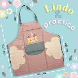 J.H. Company Mandil Delantal Secado Manos Cocina Kawaii Impermeable 15363 Color Reno Negro / Rojo Ce-21-1