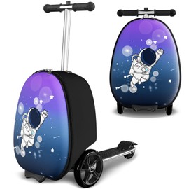 Baotree 2-in-1 Ride-On Scooter Suitcase, Scooter Luggage for Kids Ages 5-12, Foldable & Lightweight Carry with LED Light-Up Wheels
