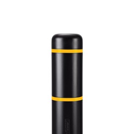 BollardGard 7" x 60" Bollard Cover Black - Innoplast (Black Yellow Tape)