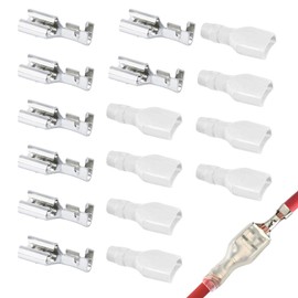 Non-insulated Female Spade Quick Splice Crimp Terminals 6.3mm, Complete Set with 8 Pcs and Protective Sheath – Reliable Crimp Connector Solution