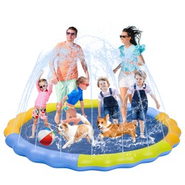 Splash Pad for Kids and Dog, YSJILIDE Non-Slip Large Sprinkler Splash Play Mat, 120" Sprinkler Pool for Outside Backyard Dog Pool