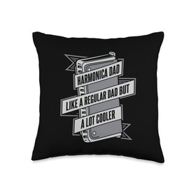 Chromatic Harmonica Accessories Set Beginner Gifts Like A Regular Dad But Cooler Harmonica Throw Pillow, 16x16, Multicolor