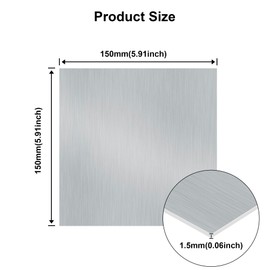 LAVMHAB 2 Pcs 1.5mm Thick Aluminum Sheet, 150mm x 150mm Aluminum Plate Square Aluminum Metal Plates for DIY Crafts, Industry Welding, Grade 6063