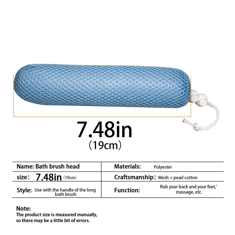 Bath Brush Head with Sponge,Back Scrubber Bath Mesh Bath Body