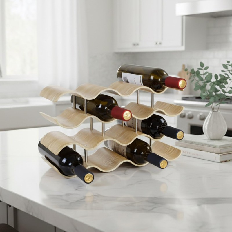 Daimix 4-Tier Wine Rack Countertop, 14 Bottles Wooden Wine Holder