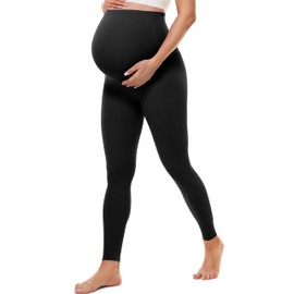 Buttergene Womens Clouduxi Maternity Leggings Over The Belly 25'' Soft Workout Activewear Yoga Pregnancy Pants Clothes Black