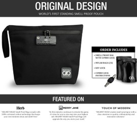 HELMET HEAD Smell Proof Bag with Dual-Access Lock and Key, 11.6" x 9.2" Stash Bag, Smell Proof Container for Travel, Herbs and Accessories. Includes two Smell Proof Bags (Black)