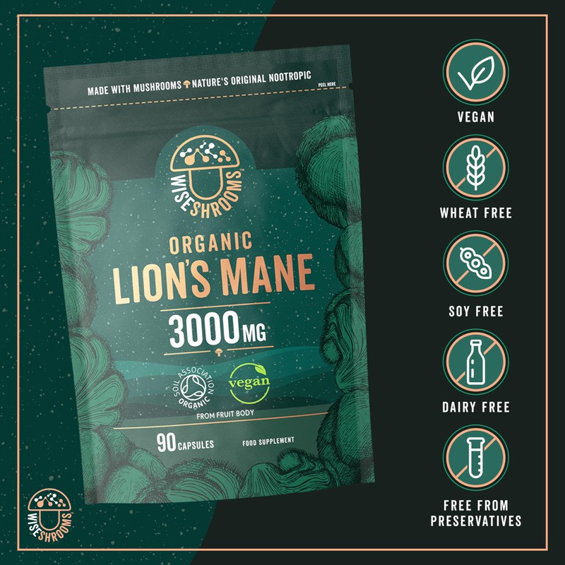 Lions Mane Supplement 3000mg | Organic | High Strength Mushroom