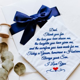 Father of the Groom Gifts | Father of the Groom Handkerchief | Wedding Day Gift for Dad from Son | By Amy Holt Bridal (FOG)