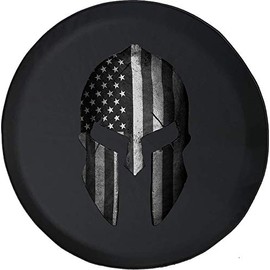 556 Gear Distressed Military American Flag Tire Cover Spartan Helmet Spare Tire Cover fits SUV Camper RV Accessories Black 29 in