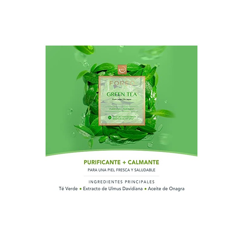 FOREO Máscara de té verde activado por OVNI, paquete de