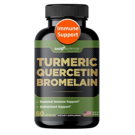 Gade Nutrition Turmeric Quercetin with Bromelain Supplement | Turmeric Supplement with Quercetin 500mg Capsules for Immune Support, Allergy Relief, Joint Support (60 Count (Pack of 1))