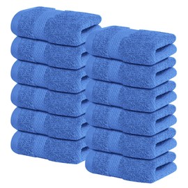 Infinitee Xclusives Luxury Wash Cloths for Showering [13x13] – 100% Cotton Washcloths [Pack of 12], Soft and Absorbent Face Towels for Bathroom Wash Clothes, Gym, and Spa (Eloquent Blue)