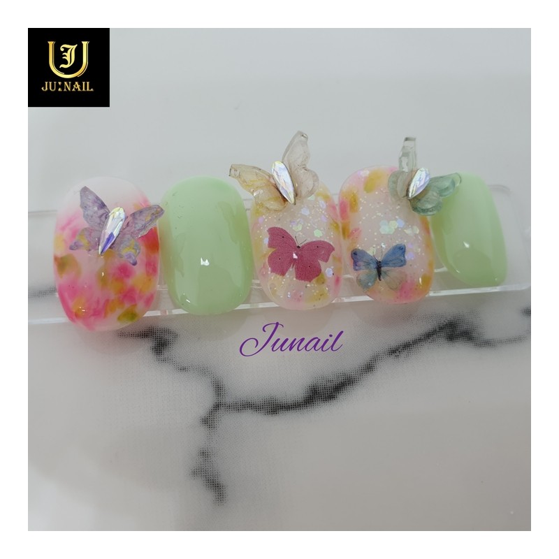 Flower Road Only Handmade Nail Tips - Long Almond /